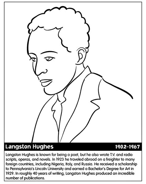 Castle color by big numbers worksheet. Langston Hughes coloring page | Black history month ...