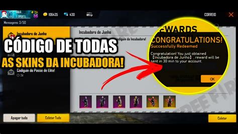 Como de costume, os códigos de skins do free fire (codiguin) serão liberados no perfil oficial do @freefirebr no twitter, então então assim que surgir algum codigo da incubadora dino, corre para esse site e digita lá, para conferir se o código está funcionando. Free Fire - COMO PEGAR CÓDIGO DE TODAS AS SKINS DA ...