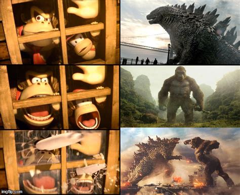 Any kind of online debate or battle will polarize people and get them excited about supporting their side, but two giant monsters battling as they destroy cities. godzilla vs kong Memes & GIFs - Imgflip