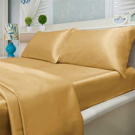 Shop for bedding sets in bedding. Satin Bed Sheet Set Ultra Soft 4-Piece (Gold, King ...