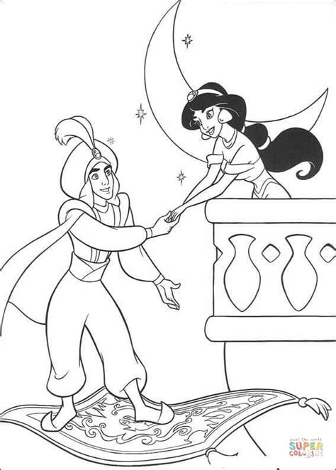 Free printable jasmine coloring pages. Jasmine And Aladdin coloring page | Free Printable ...