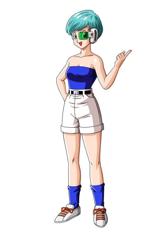 The orange goku with the kanji inspired top has a little blue elastic band to tighten against your skin. Bulma (Dragon Ball Z) by orco05 on DeviantArt