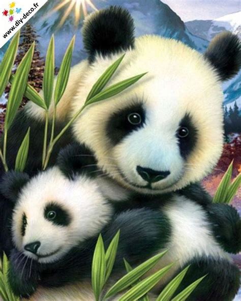 Coloriage panda mignon à imprimer. Broderie Diamant 5D - Maman et bébé Panda (avec images ...