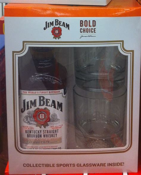 | jim beam bourbon whiskey embossed logo rock glasses (set of 2). Jim Beam Promotion - Whiskey Glasses as On-Pack Gift