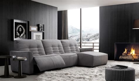 Modern large leather corner sofa with adjustable headrests. Rosetta Fabric Recliner Corner Sofa | Delux Deco