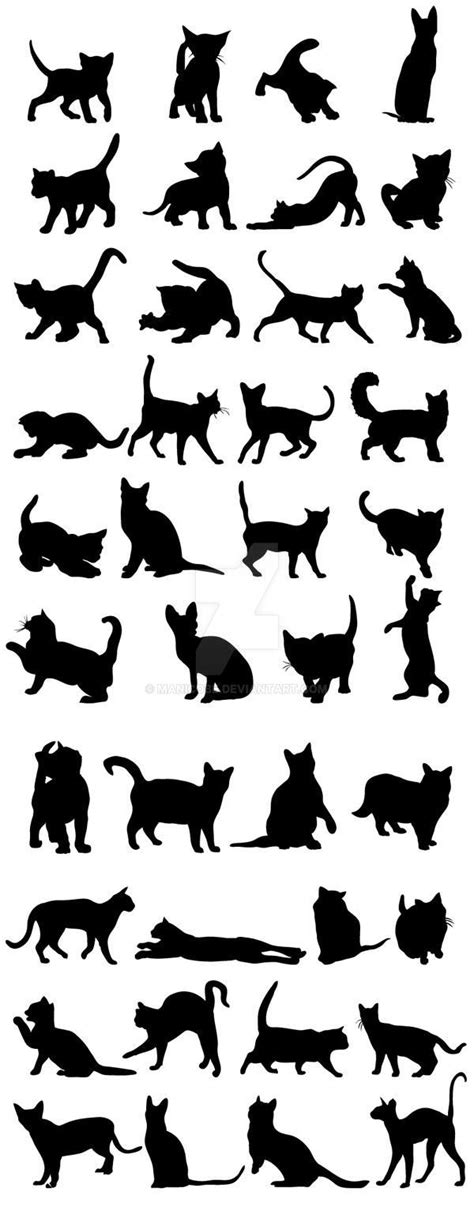 Tetování kočky může být dobrým talismanem pro nepřízeň. Cats Silhouettes Big Pack by manicobe on DeviantArt in 2020 | Tetování kočky, Siluety, Obrázky