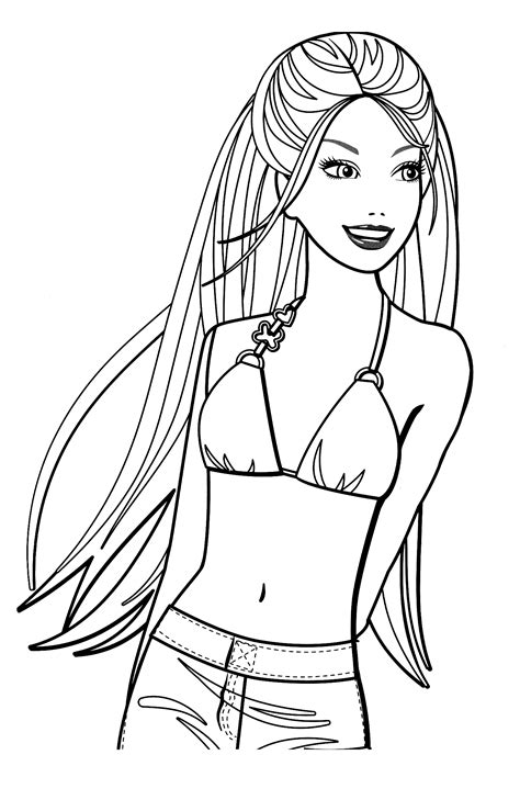 Imprimer une grande collection de pages à colorier pour les enfants de 5 ans. Coloriage - Barbie dans un maillot de bain