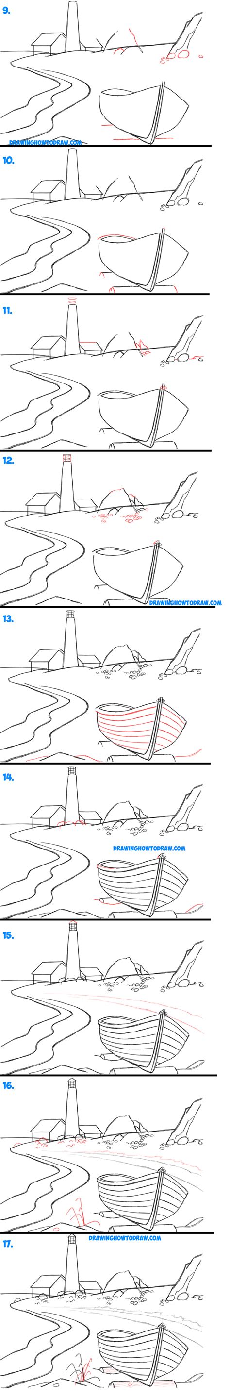 Join the two lines and form the parallelogram. How to Draw a Lighthouse by the Sea Step by Step Drawing Tutorial for Beginners and Kids - How ...