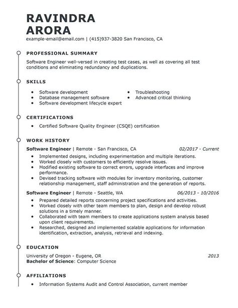 Go for modern, legible fonts. Computer Software Engineer Resume - Resume Sample