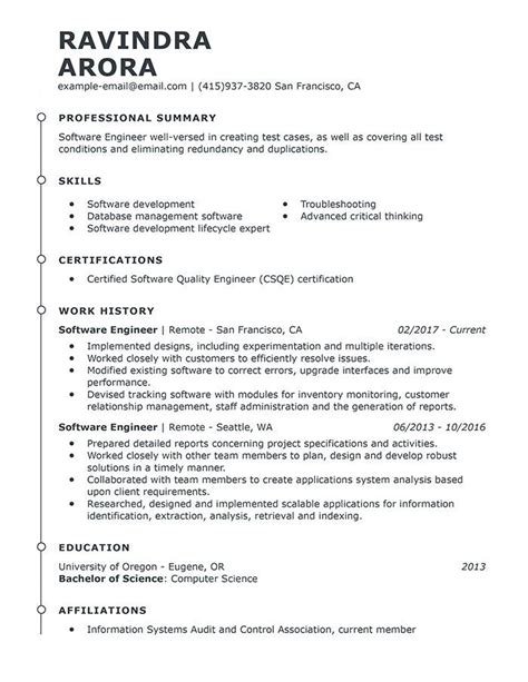 Tips and tricks for how to make a strong resume for software developers (both experienced and freshers/college students) who were making a resume in a hurry. Computer Software Engineer Resume - Resume Sample