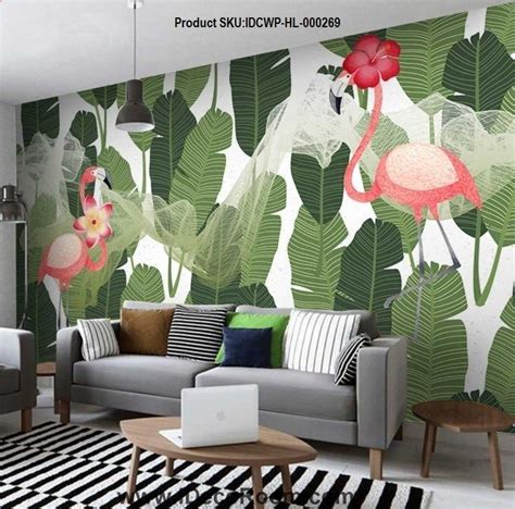 We have added a new type of wallpaper, peel and stick, which is much easier for you to apply to your wall. rainforest banana leaf flamingo minimalist wallpaper wall ...