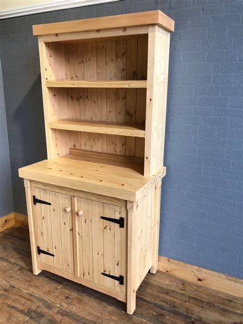 Rustic Wooden Pine Freestanding County Kitchen Welsh Dresser Cupboard ...