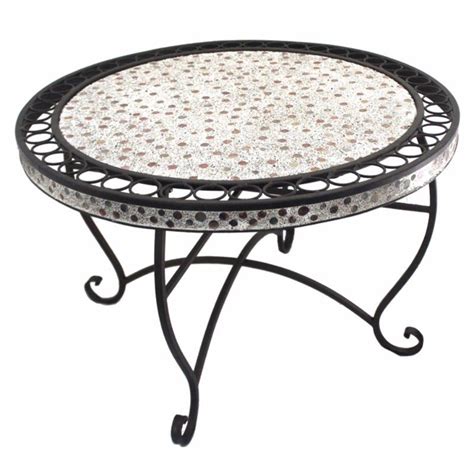 Mr ironstone outdoor bar table 46.5 pub height dining table bistro patio table with waterproof top and hammer finish stands. Merlin Sturdy Round Metal Coffee Table | Outdoor coffee ...