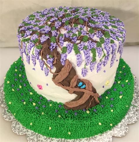 Purple is closely associated with violet.in optics, purple and violet refer to colors that look similar, but purples are mixtures of red light and blue or violet light, whereas violets are spectral colors (of single wavelengths of light). Purple Wisteria Tree cake | Tree cakes, Cake, Desserts