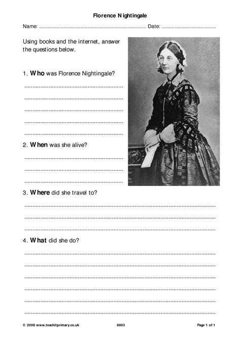 Write the answers to these questions in your topic books. Florence Nightingale