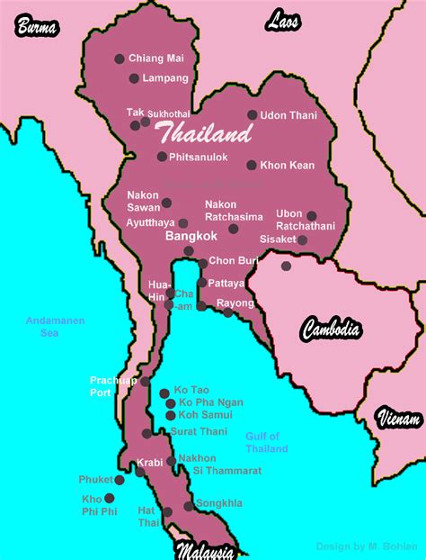 Überblick der regionen für ihre reise | erlebe template:provinces of thailand image map wikipedia. Karte von Thailand mit Link zu bekannten Urlaubszielen und ...