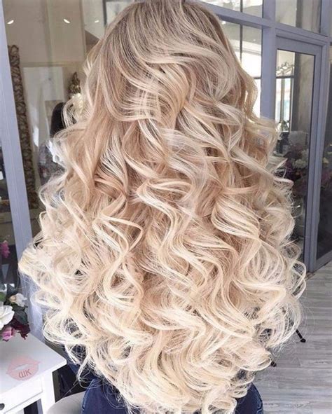 1.10 short curly cut with sweeping side bangs. long curly hairstyle | loose | full | volume | blonde ...