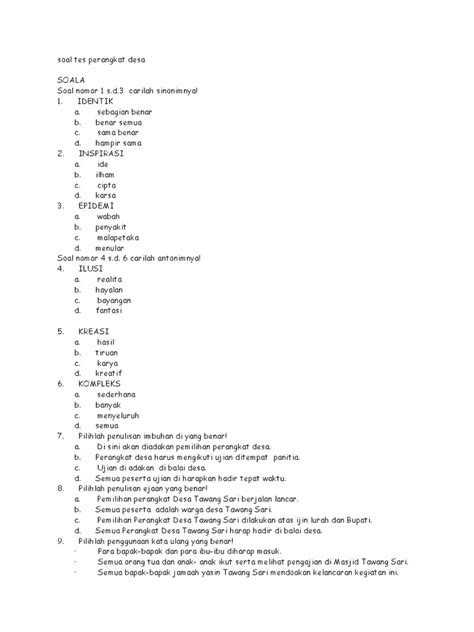 Selamat pagi!, perkenalkan saya anita sekretaris pt. Soal Tes Perangkat Desa