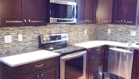 Glass kitchen cabinet doors with window backsplash. Cherry Cabinets Mosaic Backsplash - Traditional - Kitchen ...