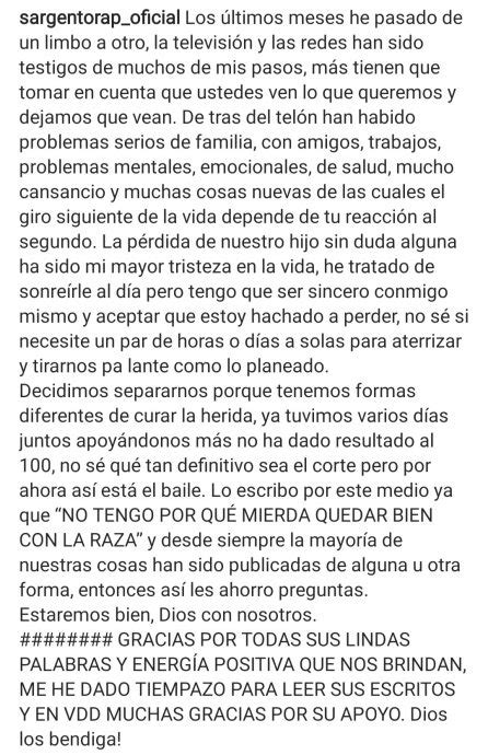 A través de la red social, el mexicano compartió un video en el que aparece junto al pequeño luis, recitándole una canción. Sargento Rap confesó que con Nacha Michelson ya no están ...