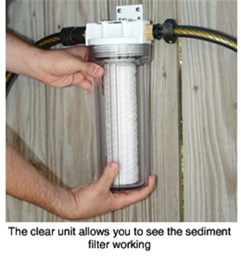 This inline water filter for rvs is, however not all that impressive when it comes to flow rate, which stands at 0.5 gpm. Clear Inline Hose Filter Canister & Accessories. Clean ...