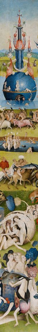 There are many stories hidden behind the images inside the painting. Garden of Earthly Delights (center panel detail) by ...