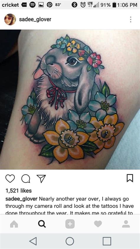 The bones of the hind limbs consist of long bones (the femur, tibia, fibula, and phalanges) as well as short bones (the tarsals). Bunny and flowers neo traditional tattoo