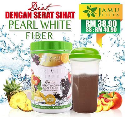 Pearl white fiber merupakan formulasi pelangsingan badan yang kaya dengan nutrien dari sumber semulajadi seperti teh hijau, oat, garcinia cambogia, acai dan psyllium. Secret Beauty and Health: JAMU JELITA PEARL WHITE FIBER