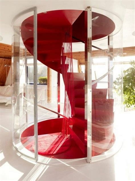 A spiral staircase coloured red #red #spiral #stair #staircase #stairs. red spiral staircase with an amazing design | Stairs design, Staircase design, Stairs