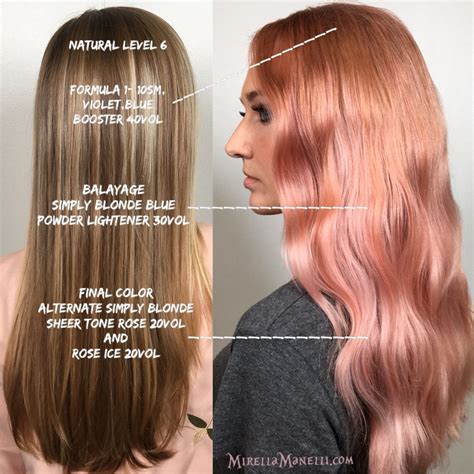 Pravana pure light balayage lightener with pure light activator in high formula b: Rose Gold Kenra Color Formulation | Hair color formulas, Metallic hair color, Metallic hair