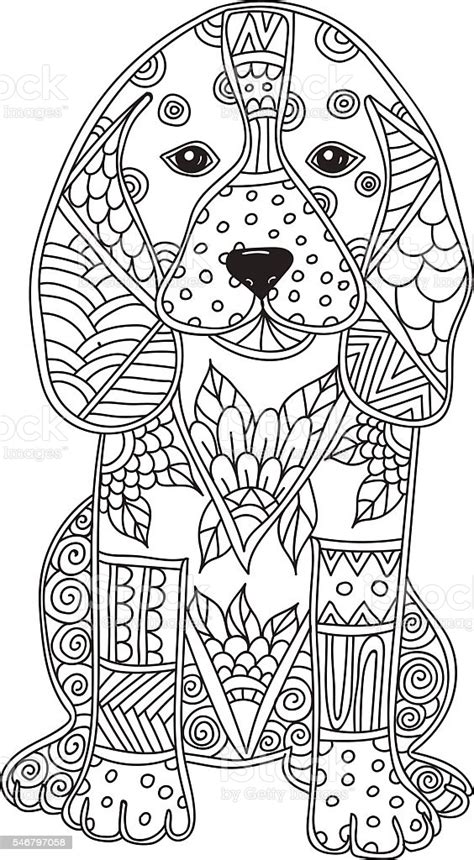 These leaf coloring sheets also gives your child an opportunity to. Dog Adult Antistress Or Children Coloring Page Stock ...