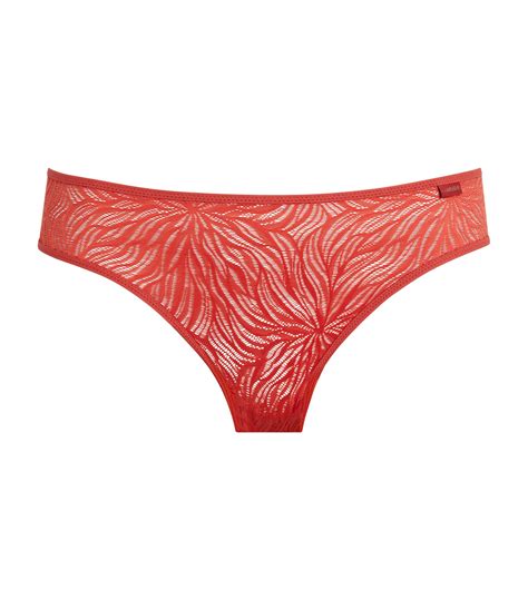 Womens Calvin Klein red Lack Sheer Bikini Briefs | Harrods UK