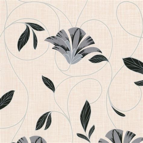 Filter your choice of wallpaper according to colour, pattern etc. Erismann Nouveau Fan Floral Wallpaper Cream / Grey / Black ...