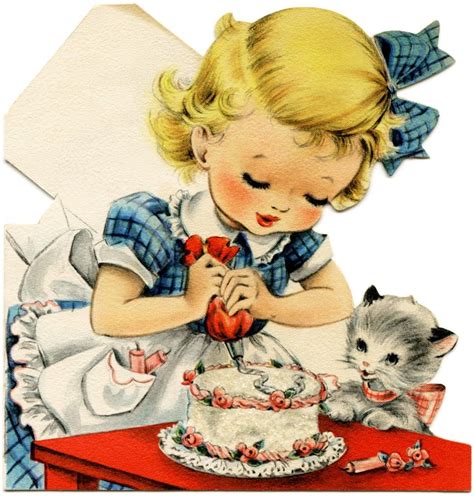 Victorian and vintage birthday cards. vintage birthday card, retro birthday greeting card, girl ...