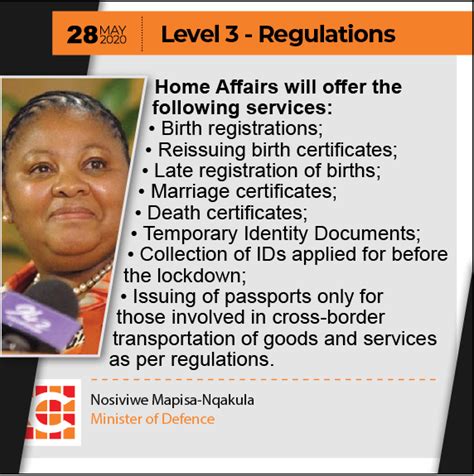 Gatherings every person attending a gathering must: Home Affairs services offered during lockdown level 3 | Review