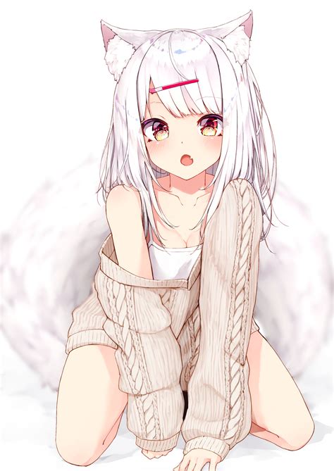 White hair and pink eyes. red eyes, white hair, anime, anime girls, digital art ...