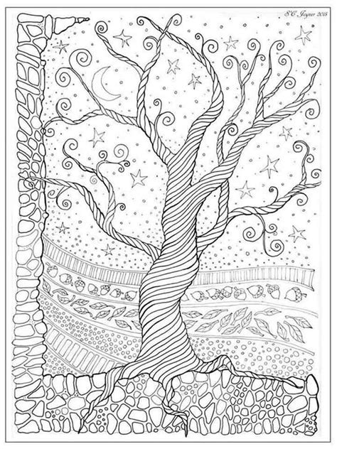 How to download the enchanted forest coloring book? Tree coloring pages for adults. Free Printable Tree ...