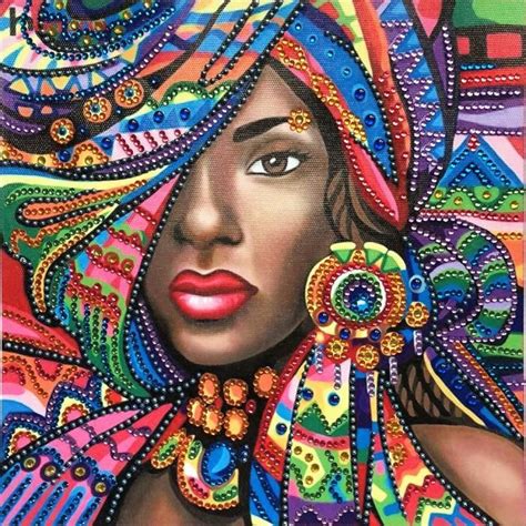 Belles grosses femmes , africaines. - Femme africaine 5D spécial en forme de diamant peinture broderie broderie broderie strass ...