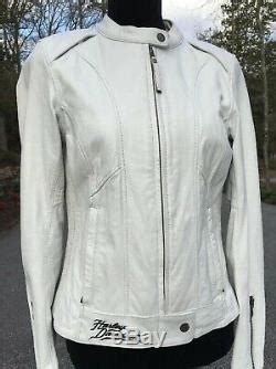 Please see pictures for material and wash details. Harley-Davidson Womens MOON DREAM White Leather Jacket ...