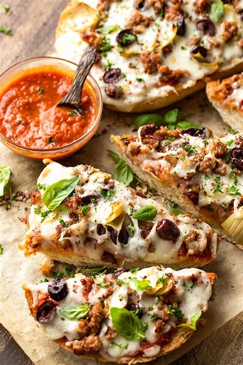 Place on a greased baking sheet. French Bread Pizza | Recipe | French bread pizza, Food ...