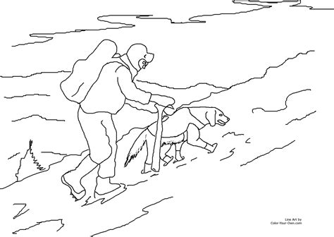 The boy and his dog on this coloring page are plopped down in the snow making beautiful snow angels. Search and Rescue Dog in Snow Coloring Page