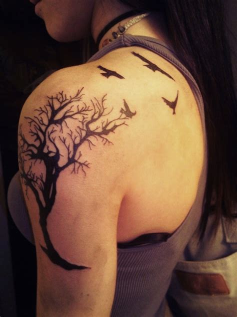 Amazing grey vine shoulder tattoo. Tree Tattoos For girls | Infotainment