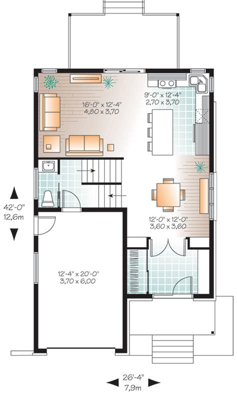 1,888 square feet, 3 bedrooms, 2.5 bathrooms. Plan 22306DR: Modern Look for Narrow Lot | Contemporary house plans, Bedroom house plans, Garage ...