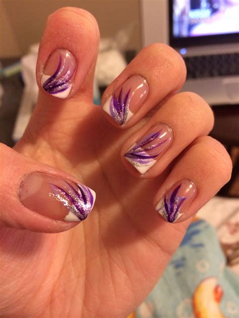 See more ideas about french tip nails, nails, french tip. Purple design French tip | French nail designs, French tip nail designs, Purple glitter nails