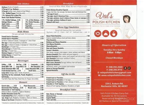 Wing shing is on seamless! Menu of Val's Polish Kitchen in Rochester, MI 48307