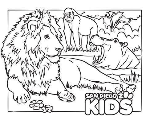Printable connect the dots worksheets, color by number coloring pages, counting activity worksheets, channel maze games, picture puzzle worksheets, preschool and word search printable worksheets and learn how to draw. Coloring Page: Lion and Friends | San Diego Zoo Kids in ...