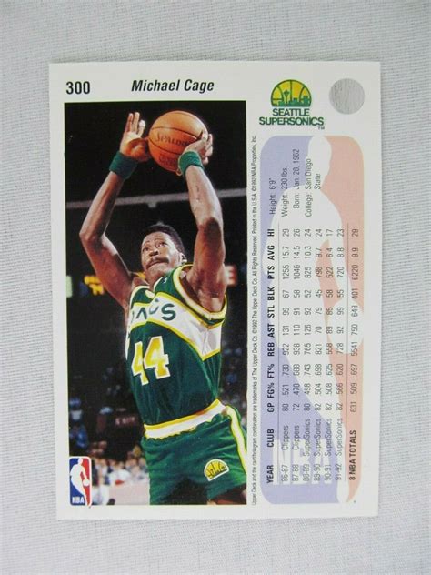 We did not find results for: Michael Cage Seattle Supersonics 1992 Upper Deck Basketball Card 300 - Basketball Cards