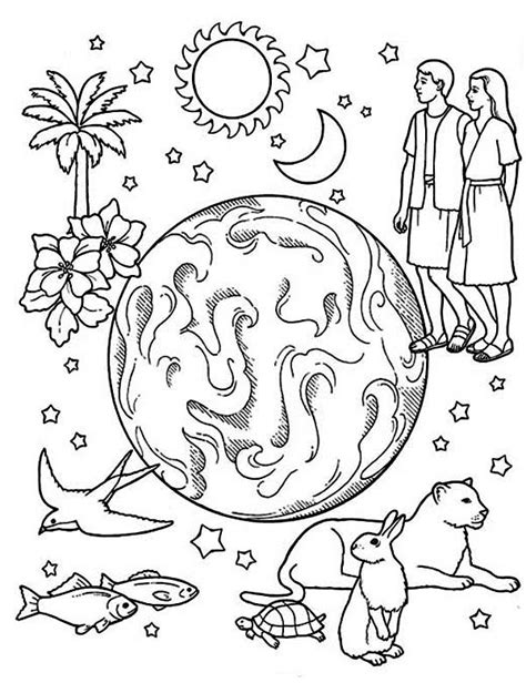 Days Of Creation Earth And Other Element Coloring Pages ...