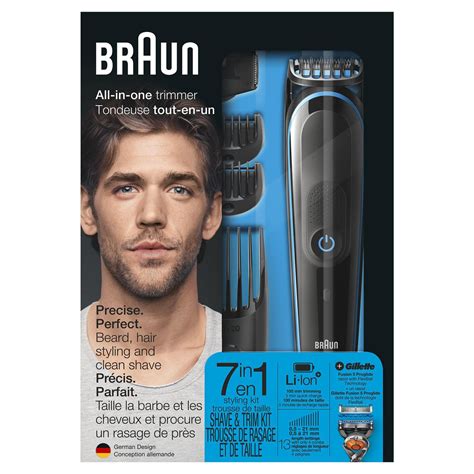 Cordless, low battery indicator, travel, rechargeable, dual voltage, all in one, quick charging time, adjustable speed, hair trimmer option, interchangeable heads, waterproof, cleaning system. Braun 7-in-1 All-in-one trimmer MGK5045, Beard Trimmer ...