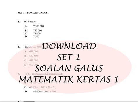 Teknik menjawab soalan matematik upsr— presentation transcript BAHAN UPSR 2016: SET 1 | SOALAN GALUS | MATEMATIK KERTAS 1